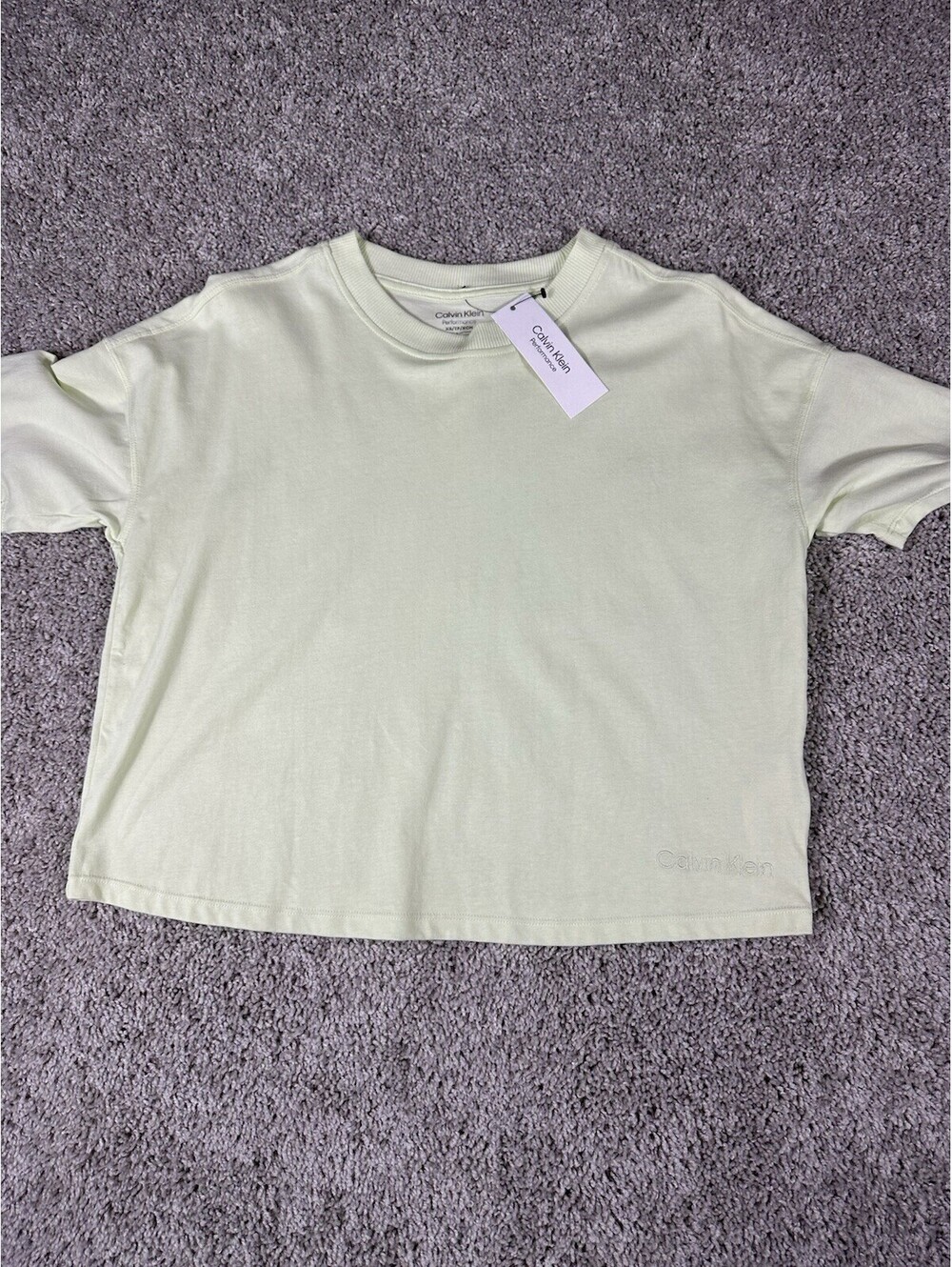 Calvin Klein Performance Top Womens Size XS Shirt Green Cropped Short Sleeve NWT